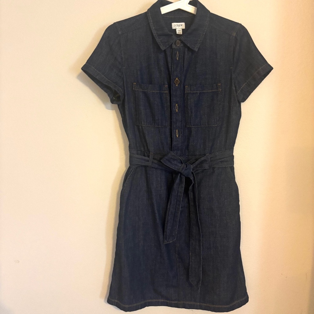 Chambray (denim-cotton) shirt-dress